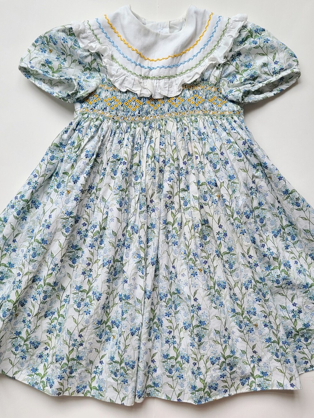Pepa London Smocked Blue Floral Dress